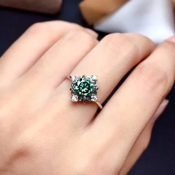 High Quality Zircon Ring Green Crystal CZ Rings For Women, HA4435-6 - Picture 3 of 6
